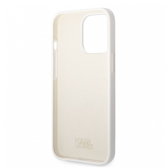 Karl Lagerfeld flytande silikon Ikonik NFT-fodral till iPhone 13 Pro Vit
