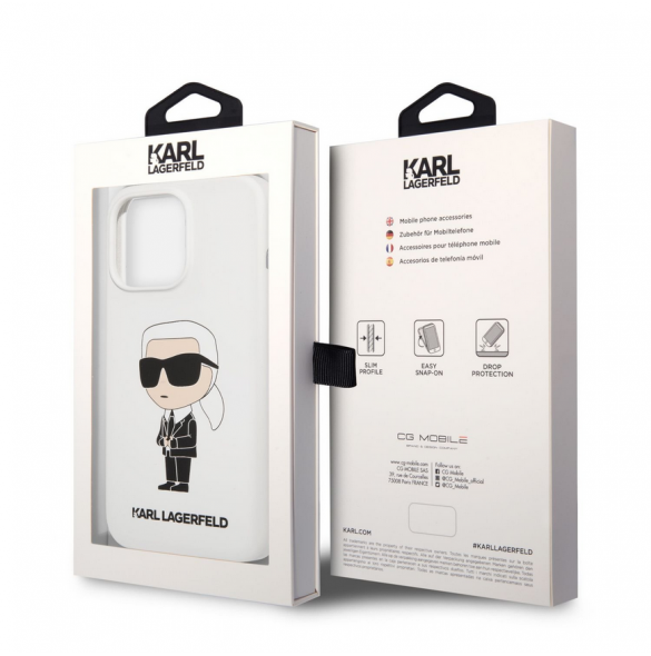 Karl Lagerfeld flytande silikon Ikonik NFT-fodral till iPhone 13 Pro Vit