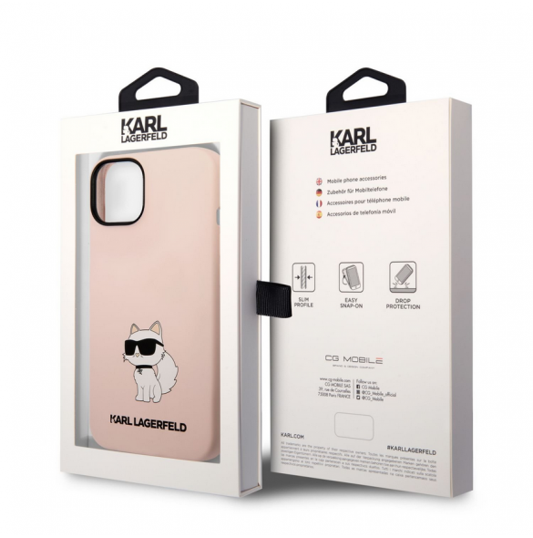 Karl Lagerfeld Liquid Silicone Choupette NFT-fodral till iPhone 14 Plus Rosa