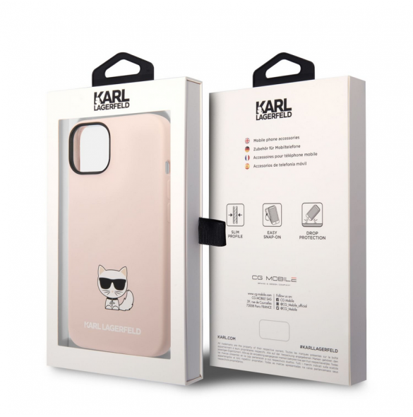 Karl Lagerfeld Liquid Silicone Choupette Fodral till iPhone 14 Plus Rosa