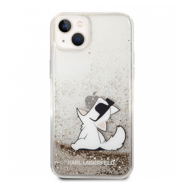 Karl Lagerfeld Liquid Glitter Choupette Eat-fodral till iPhone 14 Plus Gold