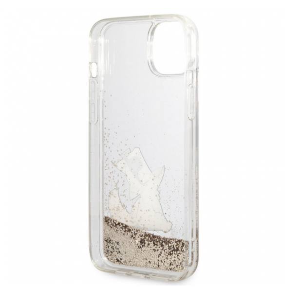 Karl Lagerfeld Liquid Glitter Choupette Eat-fodral till iPhone 14 Plus Gold