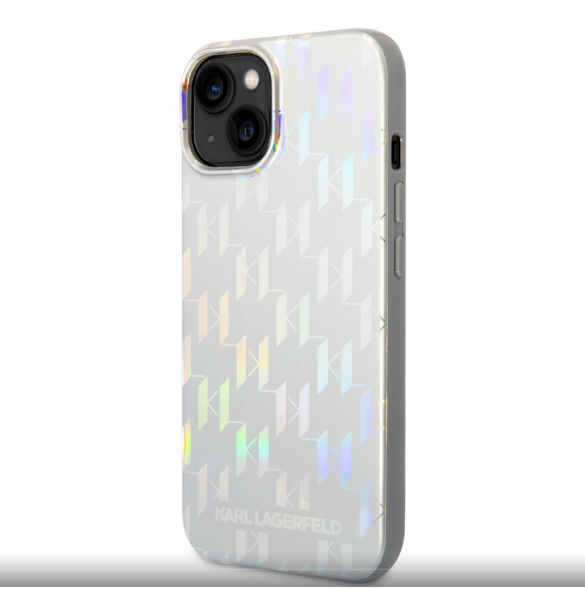 Karl Lagerfeld Iridescent Monogram Case för iPhone 14 Plus Silver