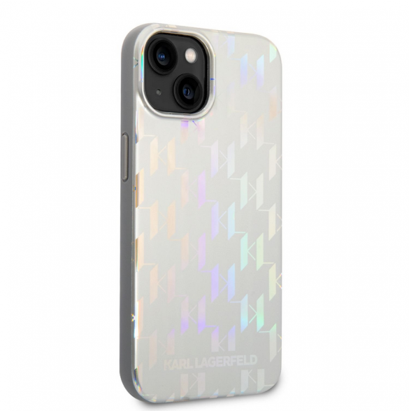 Karl Lagerfeld Iridescent Monogram Case för iPhone 14 Plus Silver