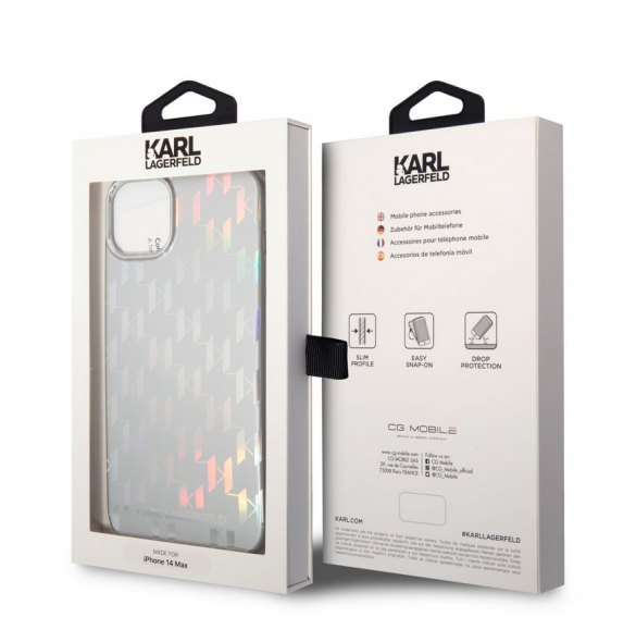 Karl Lagerfeld Iridescent Monogram Case för iPhone 14 Plus Silver