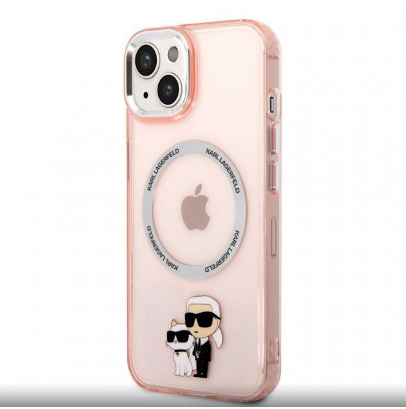 Karl Lagerfeld IML Karl och Choupette NFT MagSafe Fodral för iPhone 14 Plus Rosa