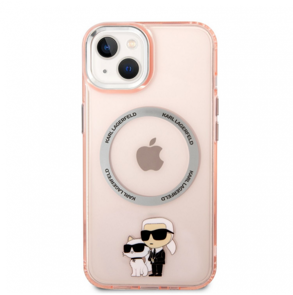 Karl Lagerfeld IML Karl och Choupette NFT MagSafe Fodral för iPhone 14 Plus Rosa