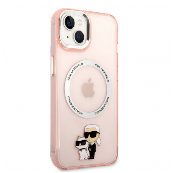 Karl Lagerfeld IML Karl och Choupette NFT MagSafe Fodral för iPhone 14 Plus Rosa