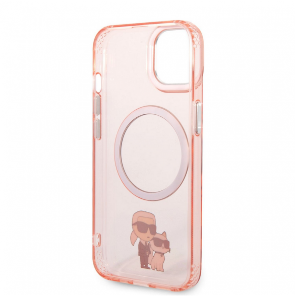 Karl Lagerfeld IML Karl och Choupette NFT MagSafe Fodral för iPhone 14 Plus Rosa
