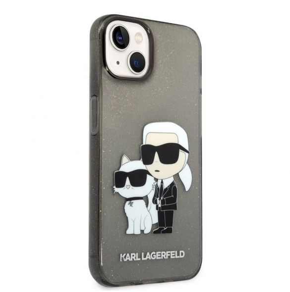 Karl Lagerfeld IML Glitter Karl och Choupette NFT-fodral till iPhone 14 Plus Svart