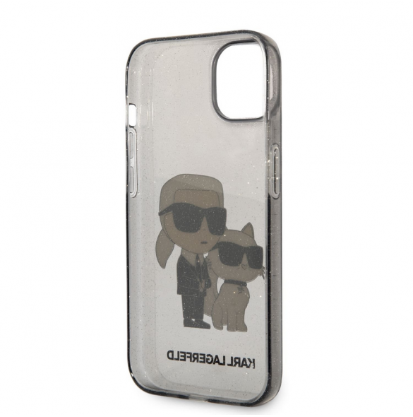 Karl Lagerfeld IML Glitter Karl och Choupette NFT-fodral till iPhone 14 Plus Svart