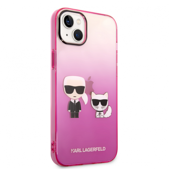 Karl Lagerfeld Gradient Karl och Choupette Fodral till iPhone 14 Plus Rosa