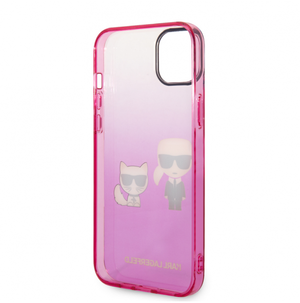 Karl Lagerfeld Gradient Karl och Choupette Fodral till iPhone 14 Plus Rosa