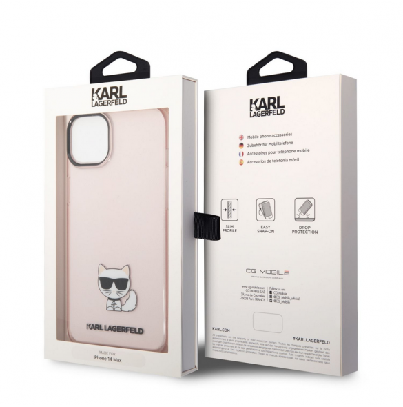 Karl Lagerfeld Choupette Logotypfodral för iPhone 14 Plus Rosa