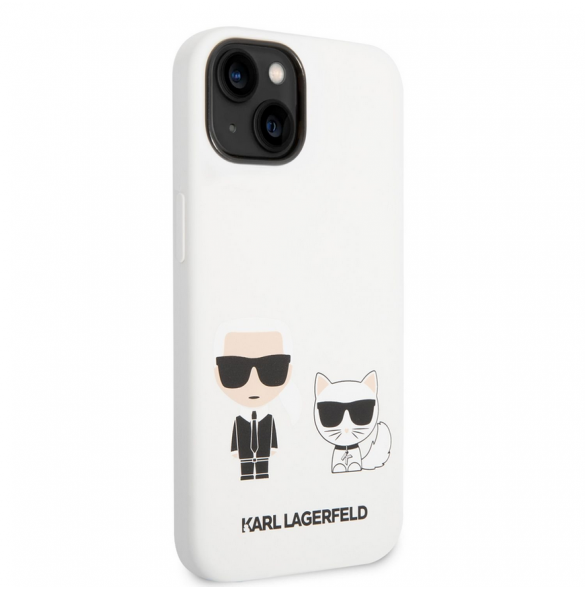 Karl Lagerfeld och Choupette flytande silikonfodral till iPhone 14 Plus Vit