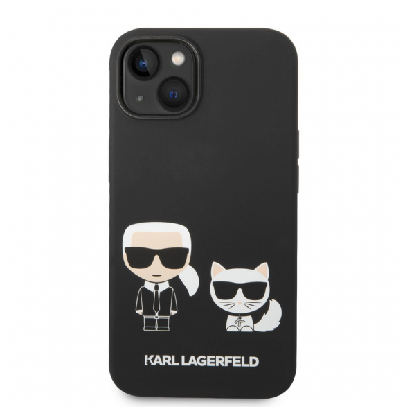 Karl Lagerfeld och Choupette flytande silikonfodral till iPhone 14 Plus Svart