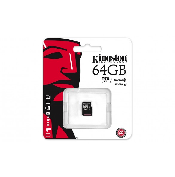 Kingston 64 GB UHS Class 1/Class10 Micro SDXC UHS-I Flash Minneskort