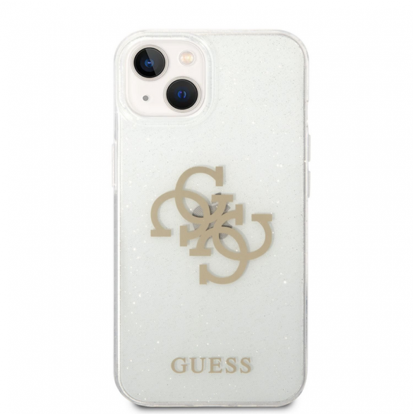 Guess TPU Big 4G Full Glitter Fodral för iPhone 14 Plus Transparent
