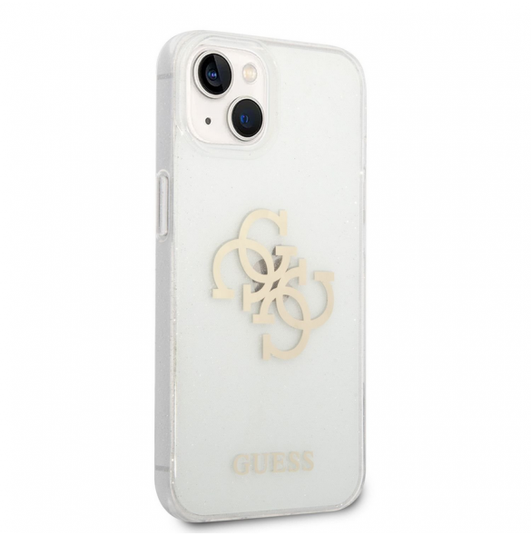 Guess TPU Big 4G Full Glitter Fodral för iPhone 14 Plus Transparent