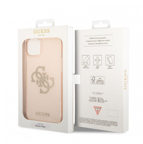 Guess TPU Big 4G Full Glitter-fodral för iPhone 14 Plus Gold