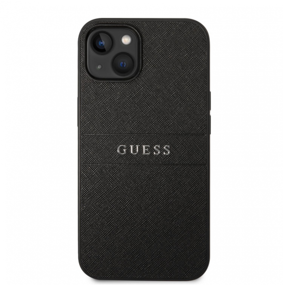Guess PU Läder Saffiano-fodral till iPhone 14 Plus Svart