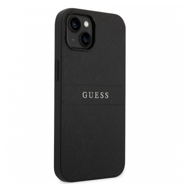 Guess PU Läder Saffiano-fodral till iPhone 14 Plus Svart