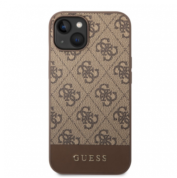 Guess PU 4G Stripe-fodral till iPhone 14 Plus Brun