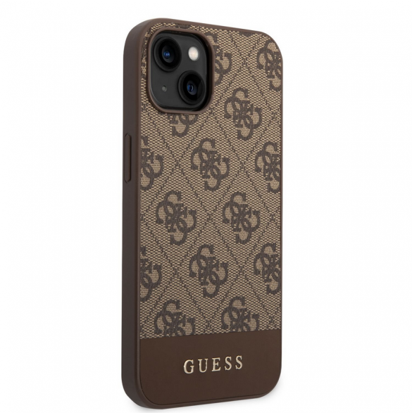 Guess PU 4G Stripe-fodral till iPhone 14 Plus Brun