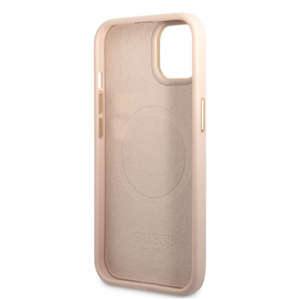 Guess PU 4G MagSafe-kompatibelt fodral för iPhone 14 Plus Rosa