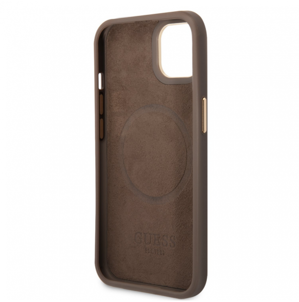Guess PU 4G MagSafe-kompatibelt fodral för iPhone 14 Plus Brun
