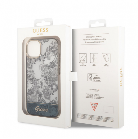 Guess PC/TPU Toile De Jouy-fodral till iPhone 14 Plus Grå