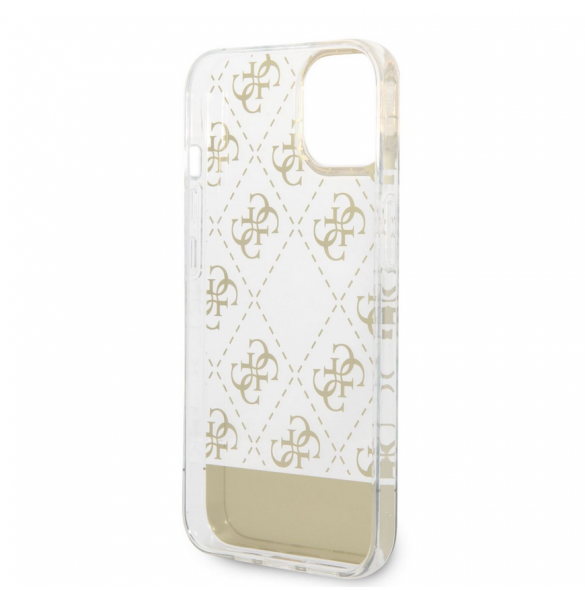 Guess PC/TPU Peony Glitter Script Logofodral för iPhone 14 Plus Gold