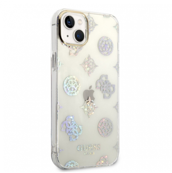 Guess PC/TPU Peony Glitter-fodral till iPhone 14 Plus White
