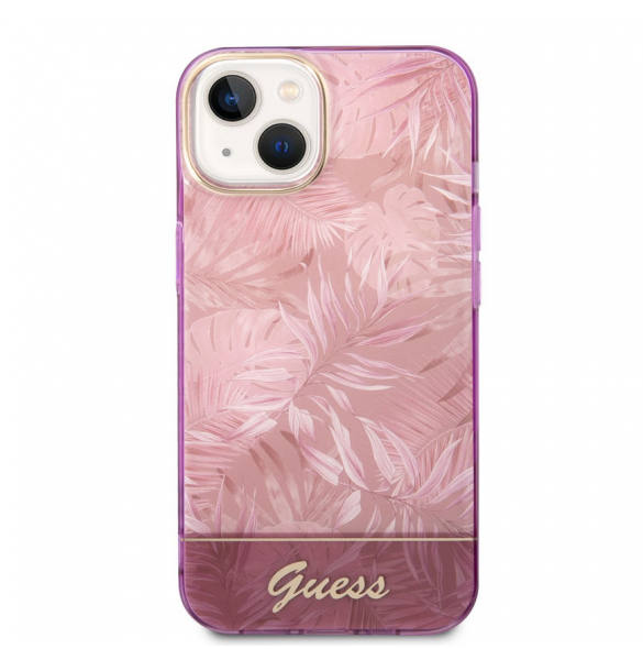 Guess PC/TPU Jungle Case för iPhone 14 Plus Pink