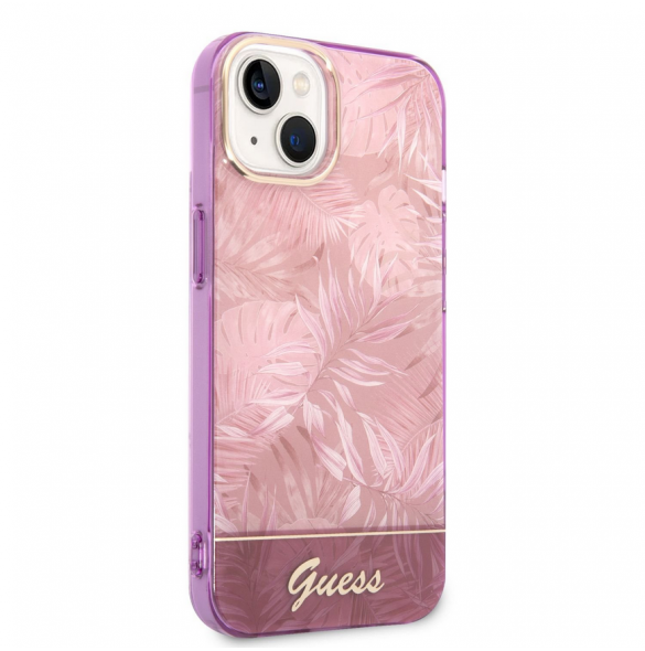 Guess PC/TPU Jungle Case för iPhone 14 Plus Pink
