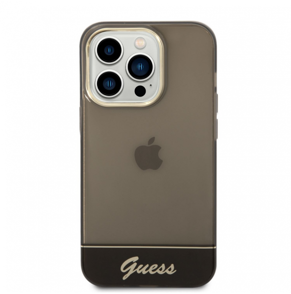 Guess PC/TPU Camera Outline Translucent Fodral för iPhone 14 Pro Max Svart