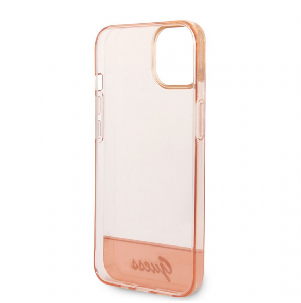 Guess PC/TPU Camera Outline Translucent Fodral för iPhone 14 Plus Rosa