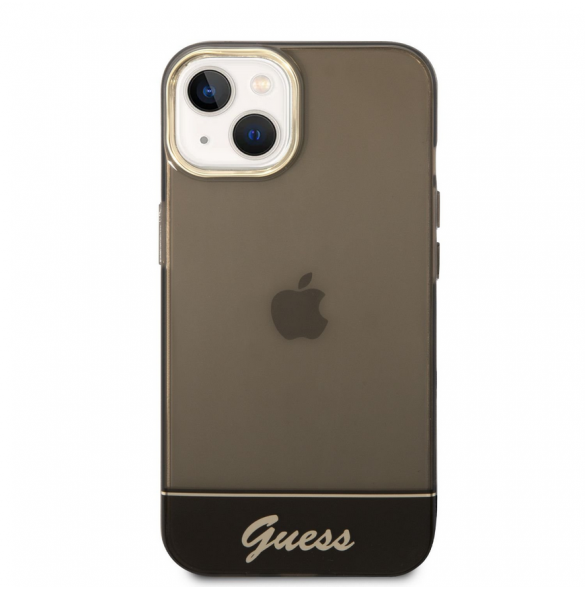 Guess PC/TPU Camera Outline Translucent Fodral för iPhone 14 Plus Svart