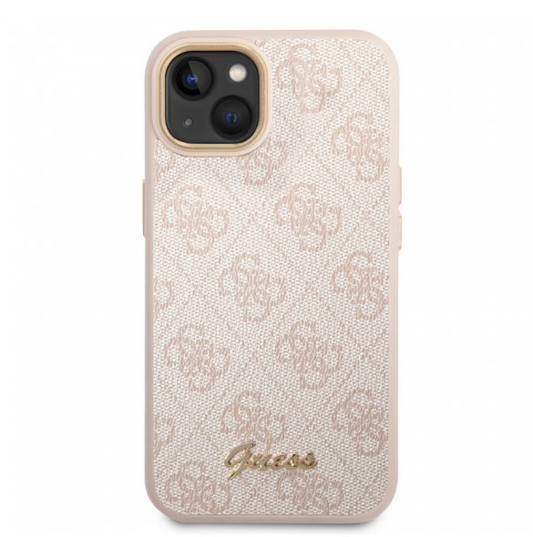 Guess PC/TPU 4G Metal Camera Outline Fodral för iPhone 14 Plus Rosa