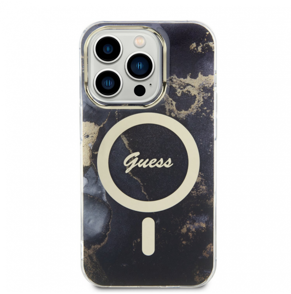 Guess Marble IML MagSafe-kompatibelt fodral för iPhone 13 Pro Svart