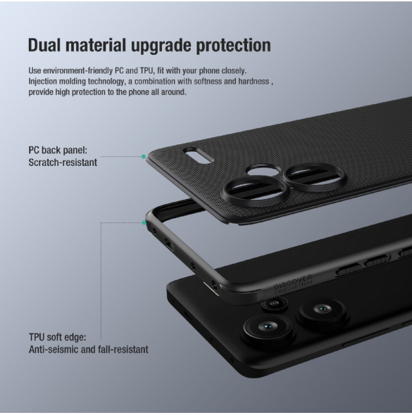Nillkin Super Frosted PRO Back Cover för Xiaomi Redmi Note 13 Pro+ 5G Svart