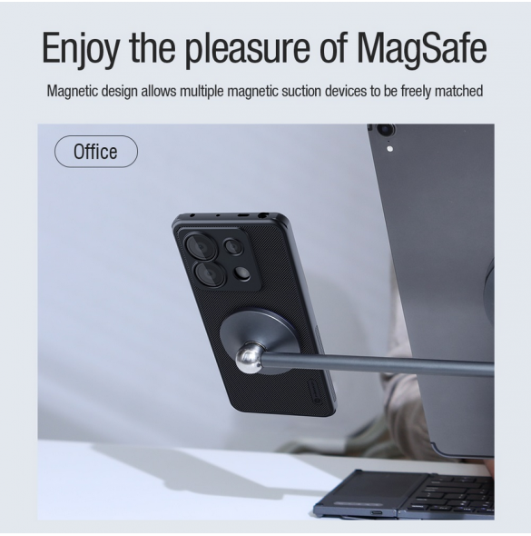 Nillkin Super Frosted PRO magnetiskt bakstycke till Xiaomi Redmi Note 13 Pro 5G/Poco X6 5G Svart