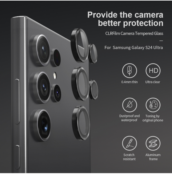 Nillkin CLRFilm kamera härdat glas för Samsung Galaxy S24 Ultra Black