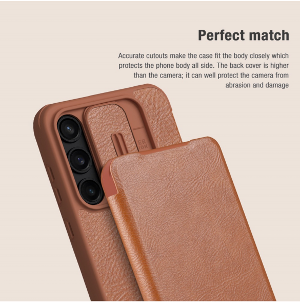 Nillkin Qin Book PRO-fodral till Samsung Galaxy A55 5G Brun