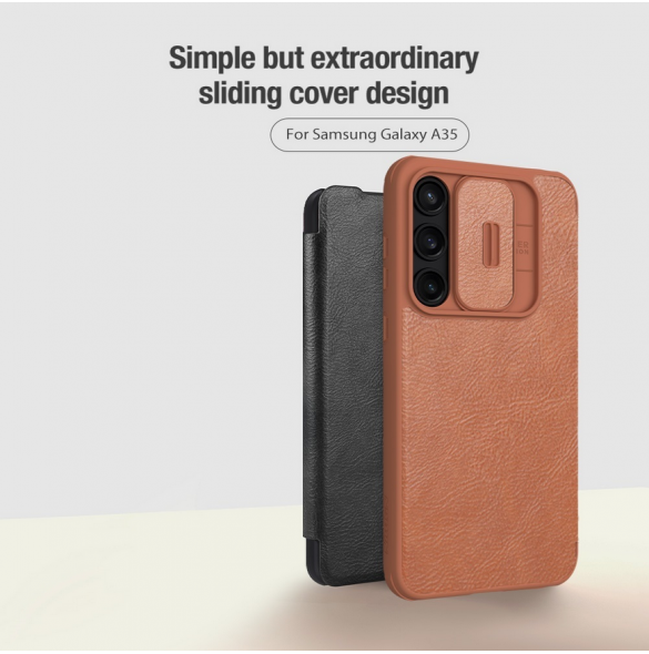 Nillkin Qin Book PRO-fodral till Samsung Galaxy A35 5G Brun
