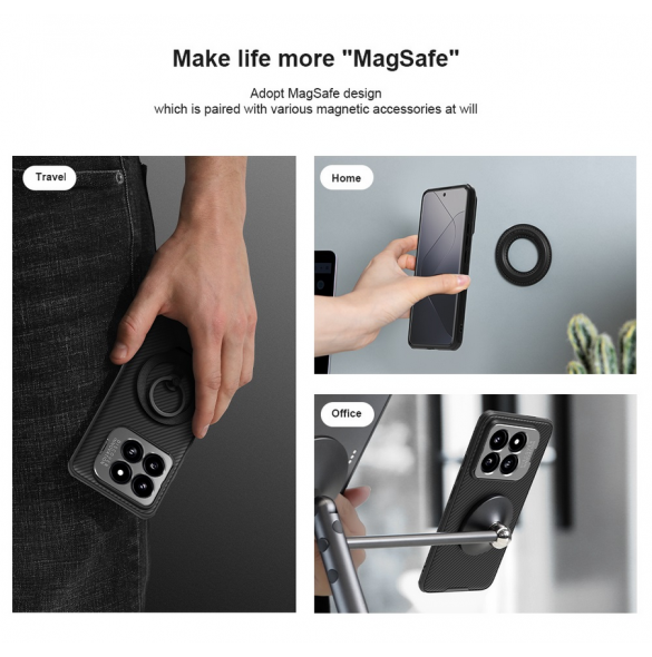 Nillkin CamShield Prop Kamera-Visbart magnetfodral för Xiaomi 14 Black