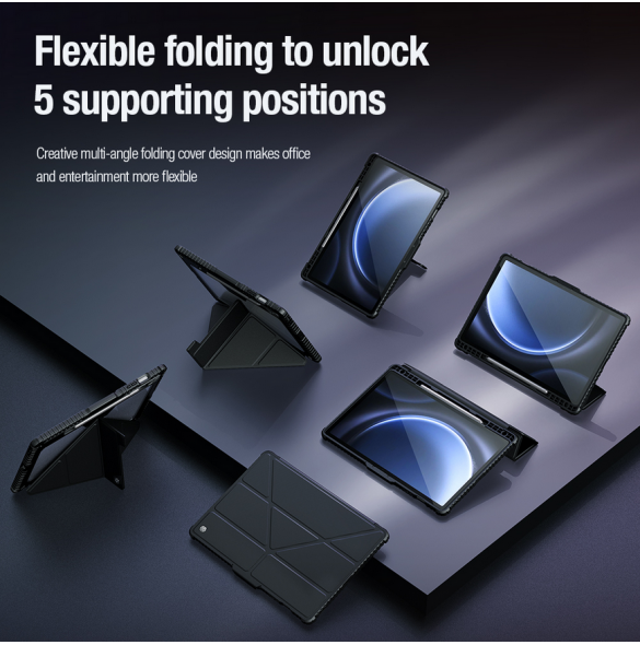 Nillkin Bumper PRO Protective Stand Case Multi-angle för Samsung Galaxy Tab S9 FE+ Svart