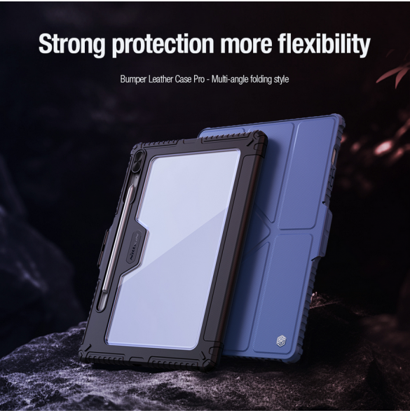 Nillkin Bumper PRO Protective Stand Case Multi-angle för Samsung Galaxy Tab S9 FE+ Svart