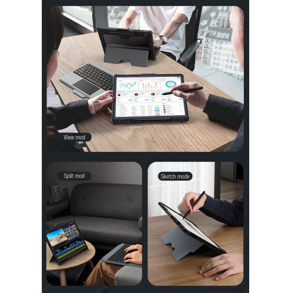 Nillkin Bumper Combo tangentbordsfodral (bakgrundsbelyst version) för Samsung Tab S9+ Svart
