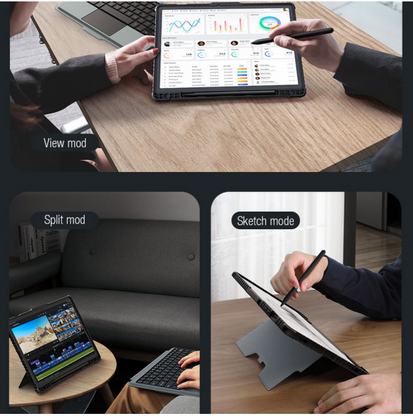 Nillkin Bumper Combo tangentbordsfodral (bakgrundsbelyst version) för Samsung Tab S9 Svart